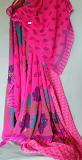 Cocktail Printed Saree, Georgette Sequin Sari w/ Blouse Piece
